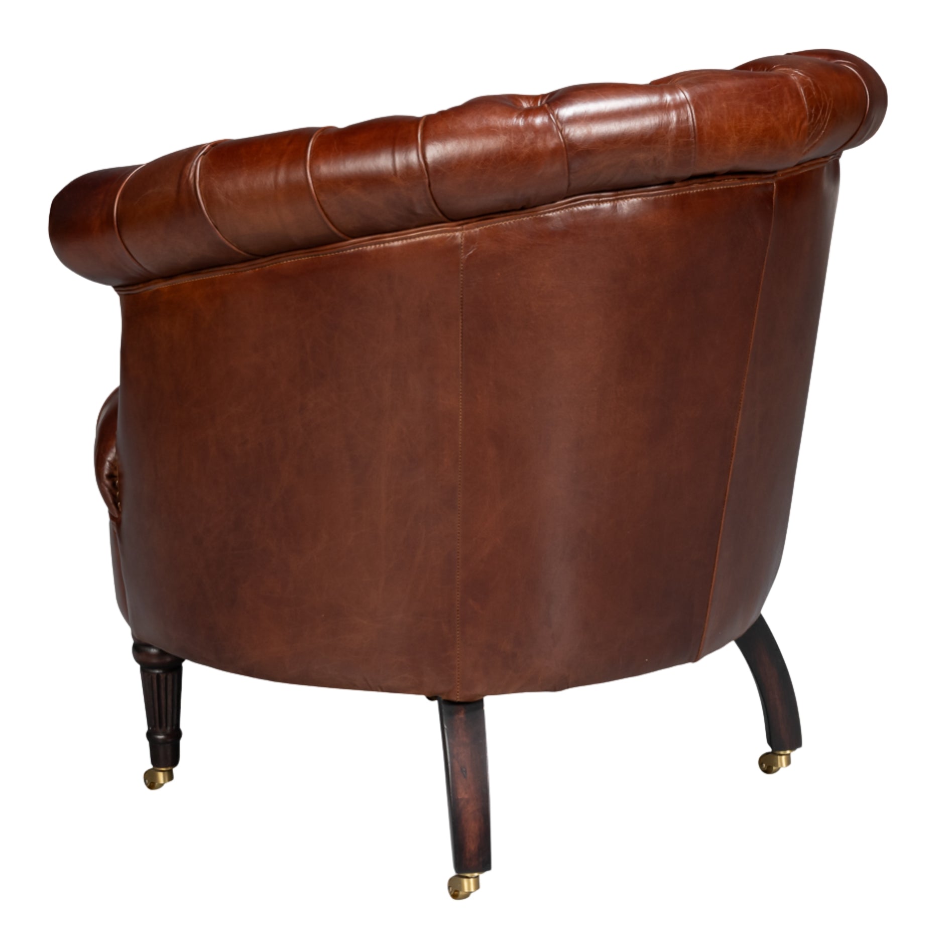 Brown Classic Barrel Chesterfield Leather Chair