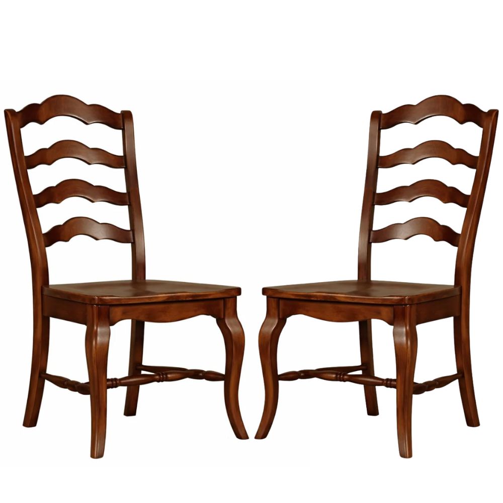 Wood Stained French Country Ladder Back Side Chair