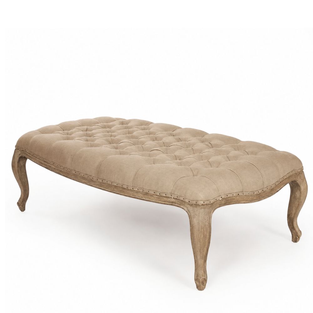 Burlap Maison Tufted Ottoman