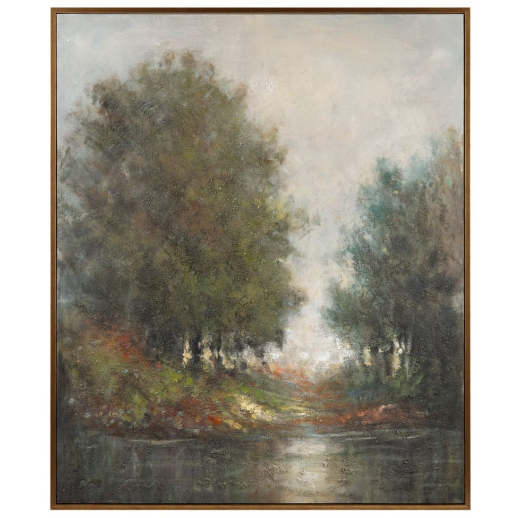Oversized Woodland Reflections Hand-Painted Canvas