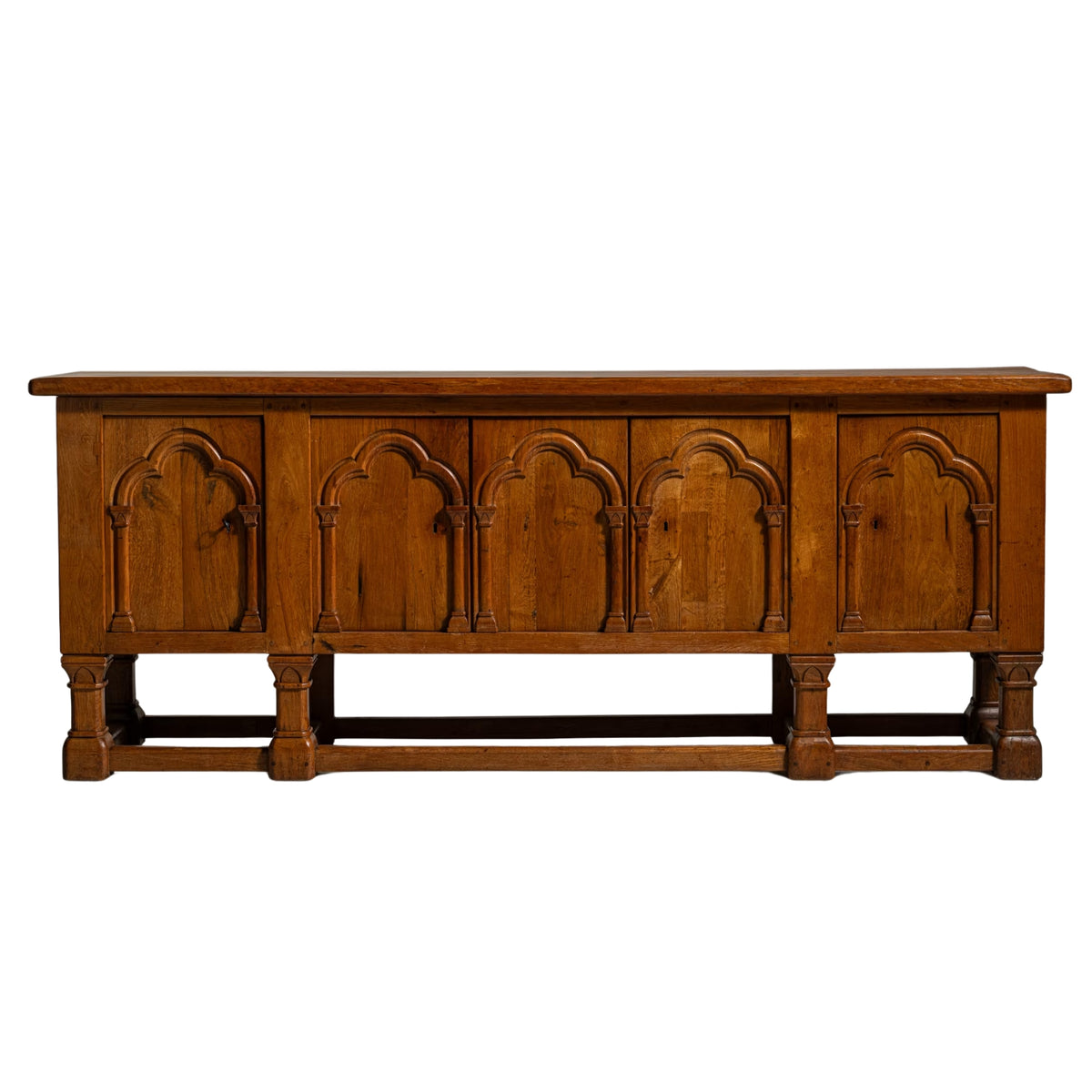 Gothic Wood Arched Door Sideboard, Circa 1970