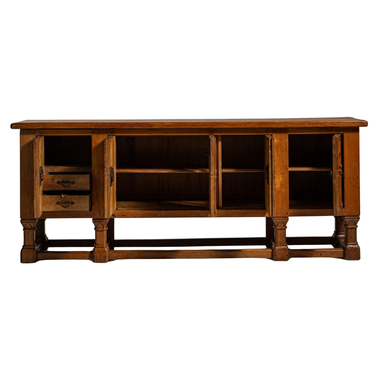 Gothic Wood Arched Door Sideboard, Circa 1970