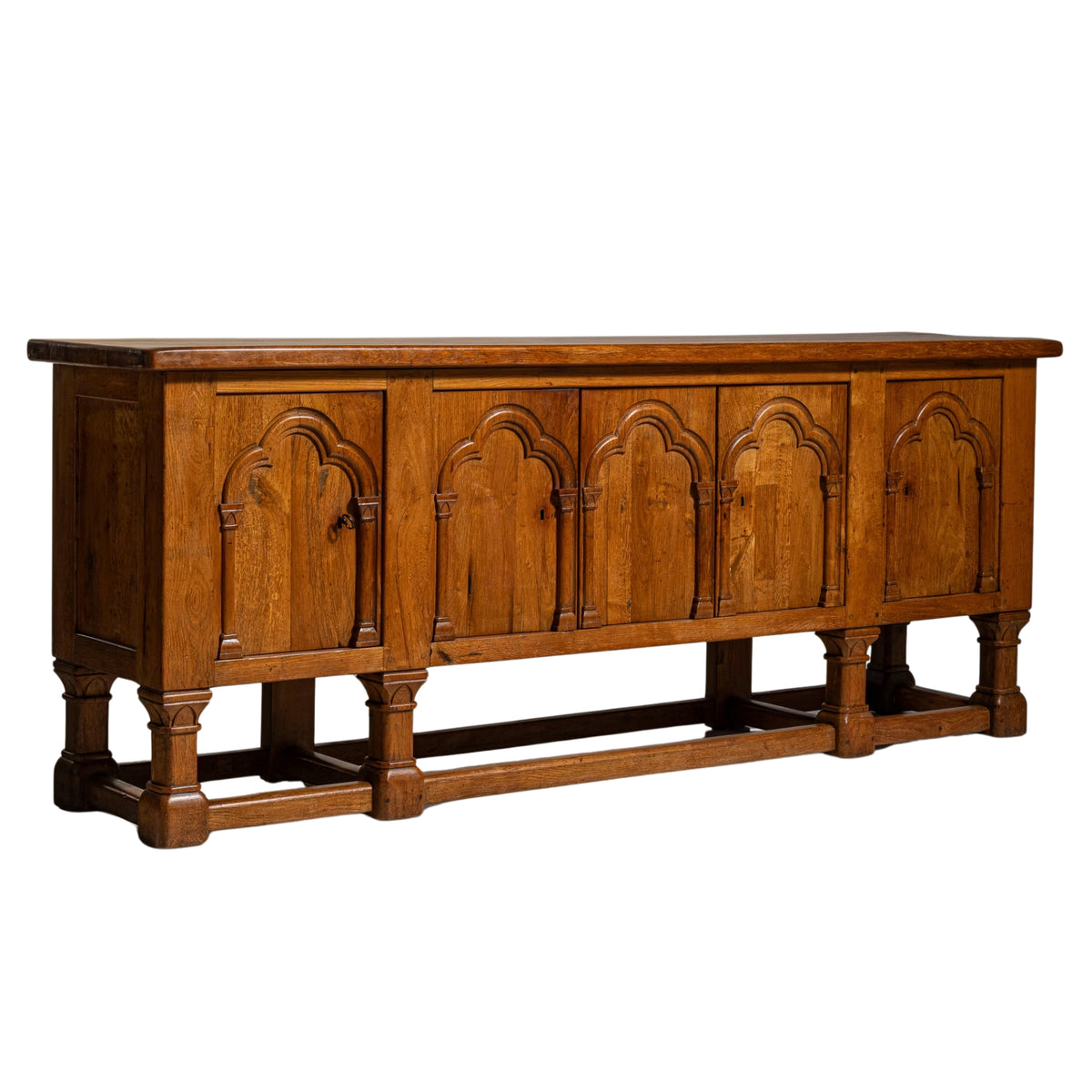 Gothic Wood Arched Door Sideboard, Circa 1970