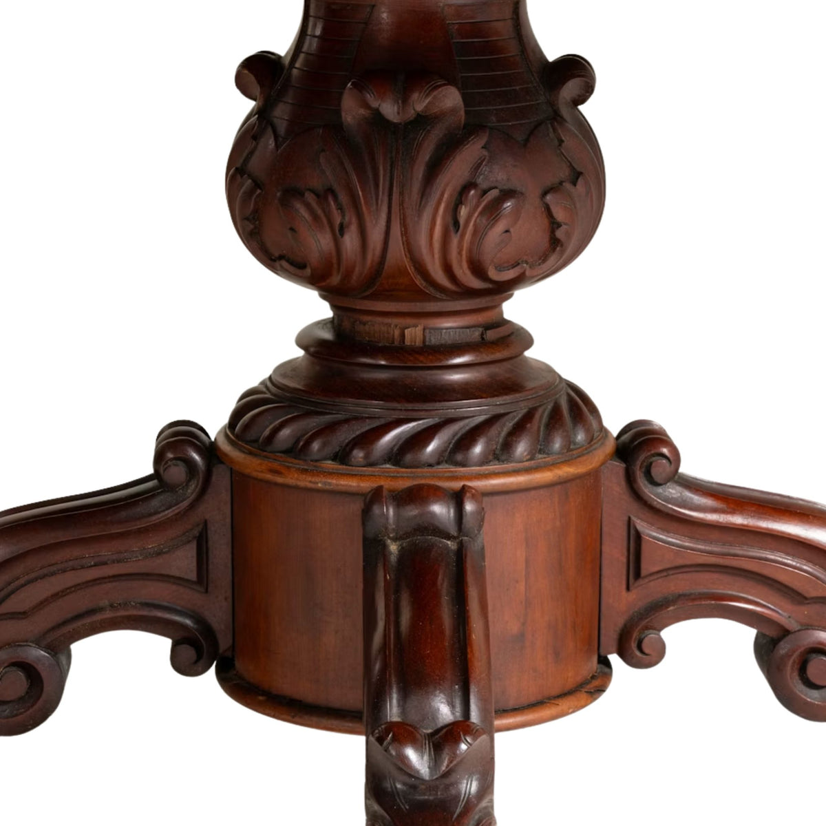 Carved Mahogany Oval Pedestal Dining Table, Circa 1850