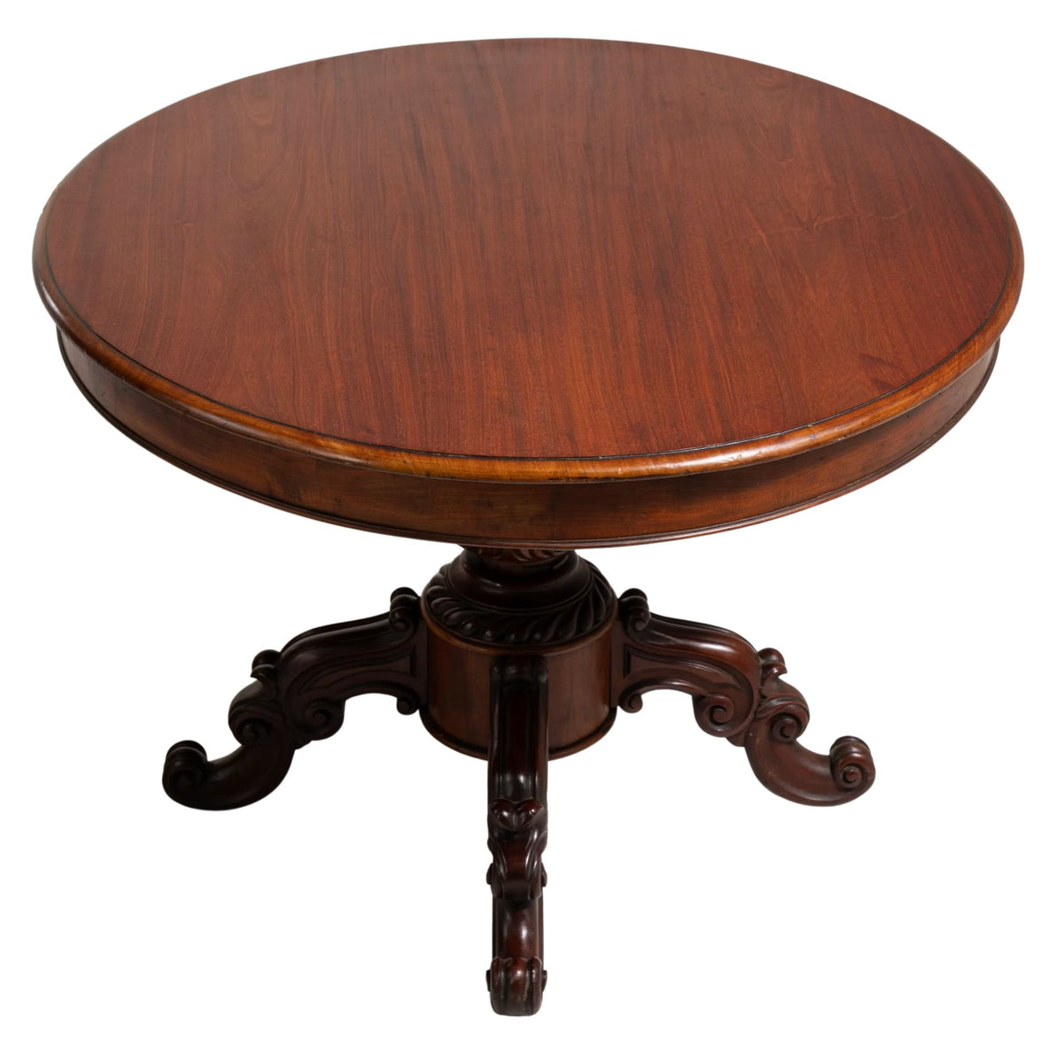 Carved Mahogany Oval Pedestal Dining Table, Circa 1850