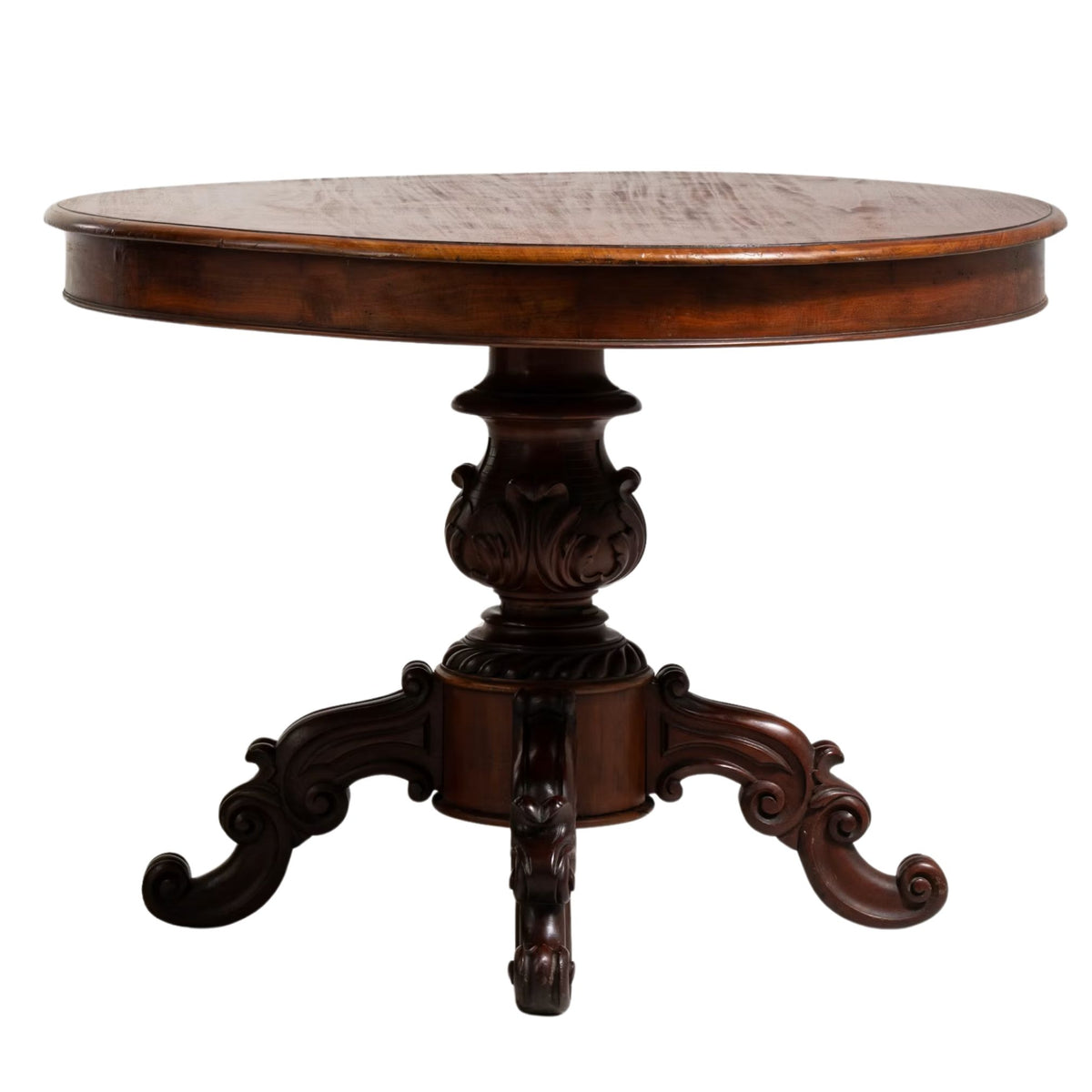 Carved Mahogany Oval Pedestal Dining Table, Circa 1850