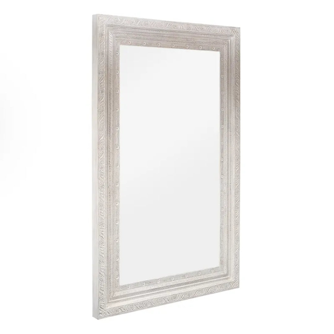 Romantic White Shabby Chic Carved Mirror