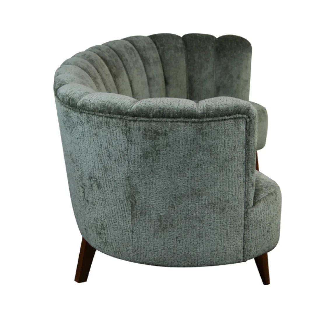 Channeled Back Green Velvet Sofa