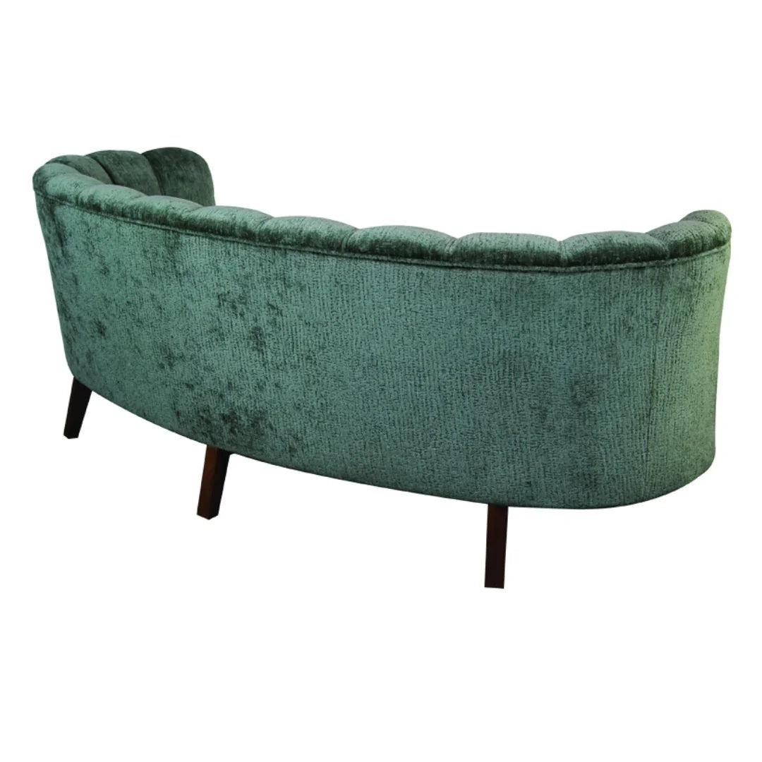 Channeled Back Green Velvet Sofa