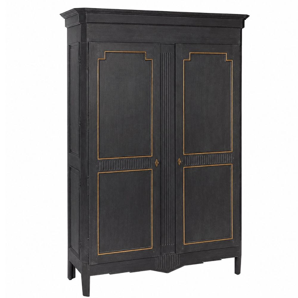 Wrought Iron Regal French Carved Panel Armoire