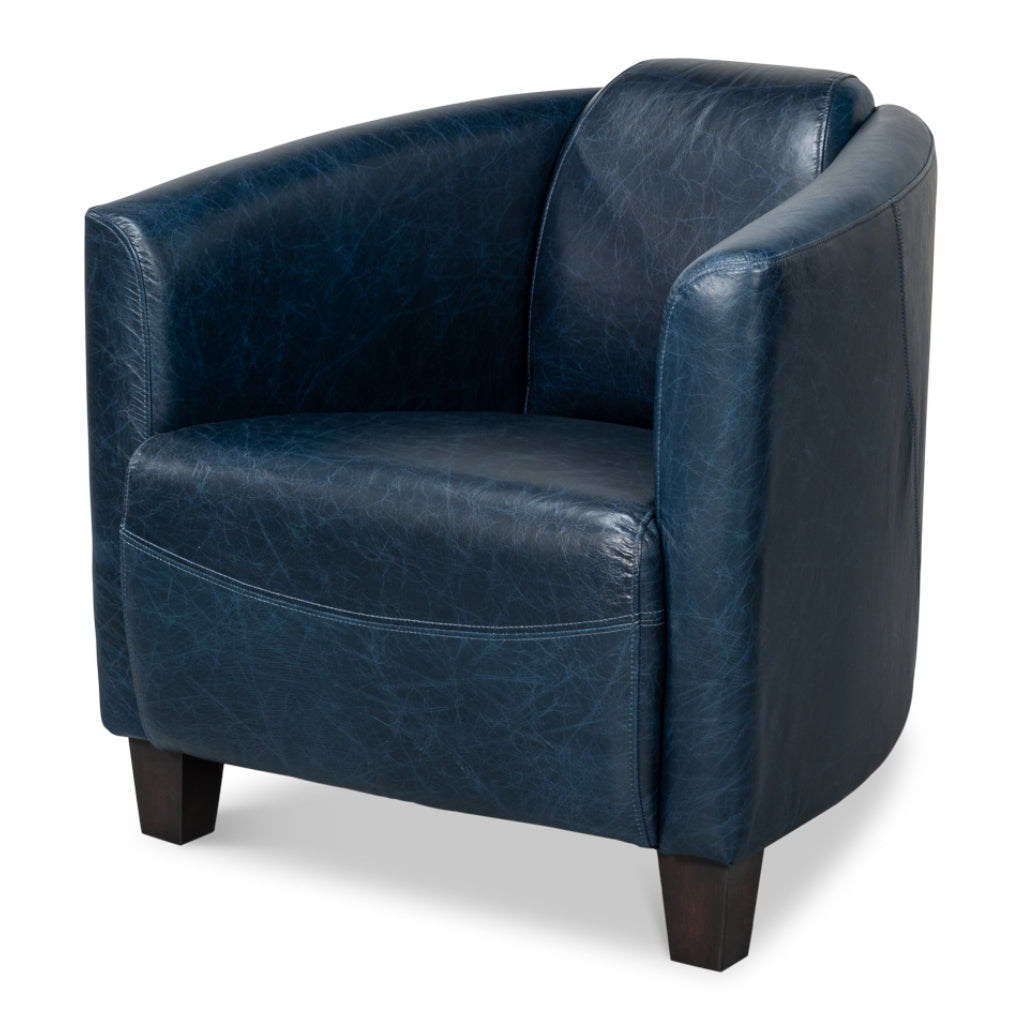 Chateau Blue Leather Arm Chair