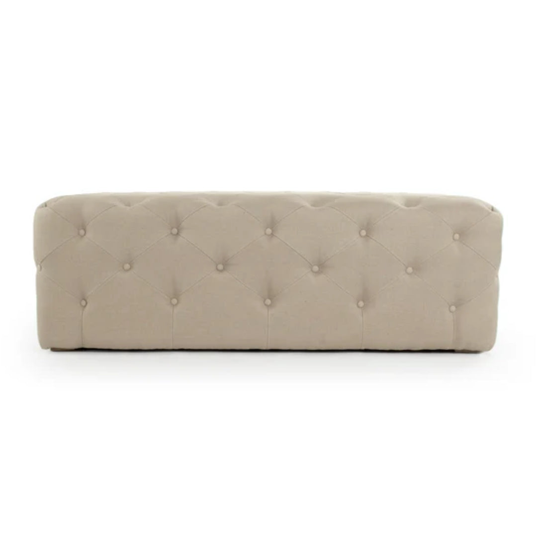 Classic Tufted Linen Rectangular Ottoman