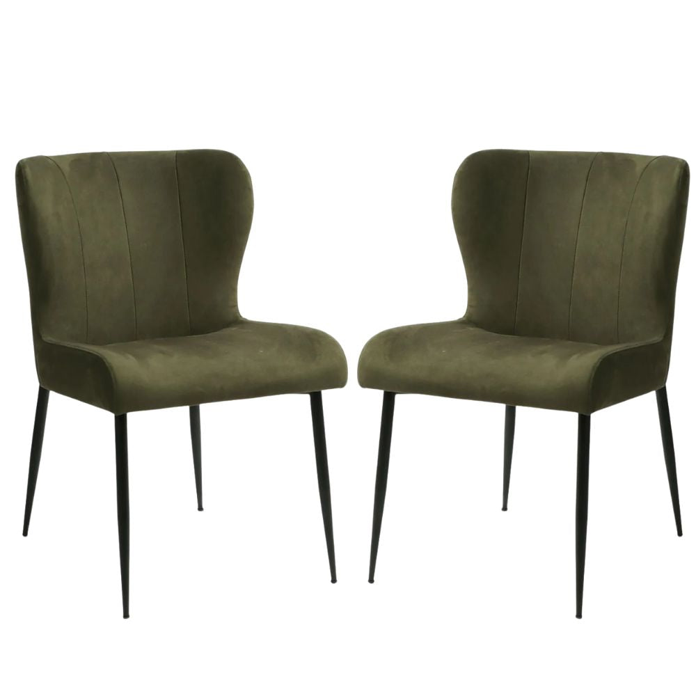 Chic Green Suede Dining Chair - Set of 2