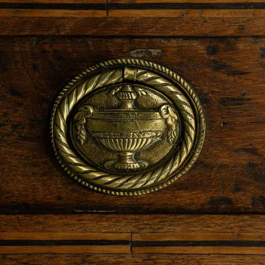 Classic Baroque Oak Buffet Brass Accents, Circa 1820