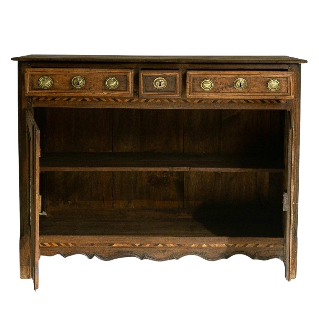 Classic Baroque Oak Buffet Brass Accents, Circa 1820