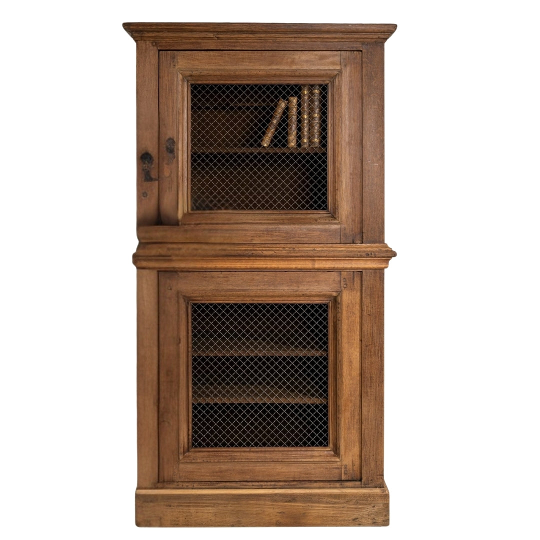 Classic French Oak Cabinet Mesh Screen Doors, Circa 1850