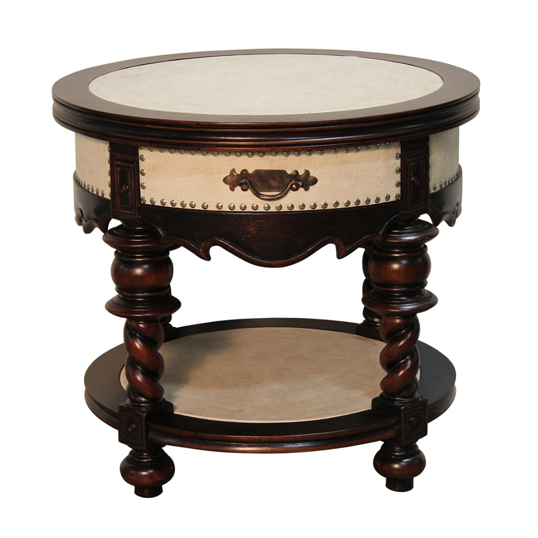 Spanish Chic Leather Accent Table