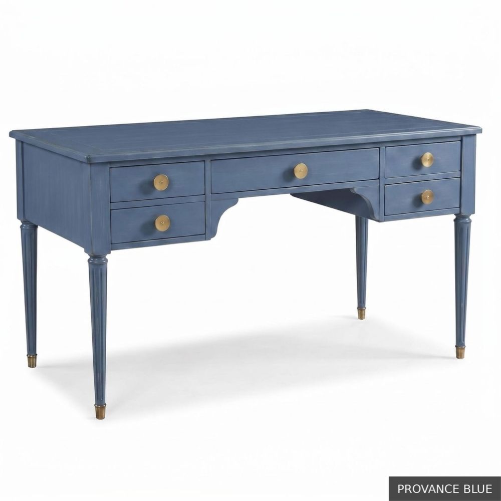 White Classic Regency Five-Drawer Desk