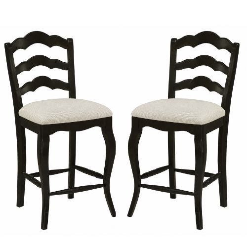 Classic French Ladder Back Upholstered Counter Stool