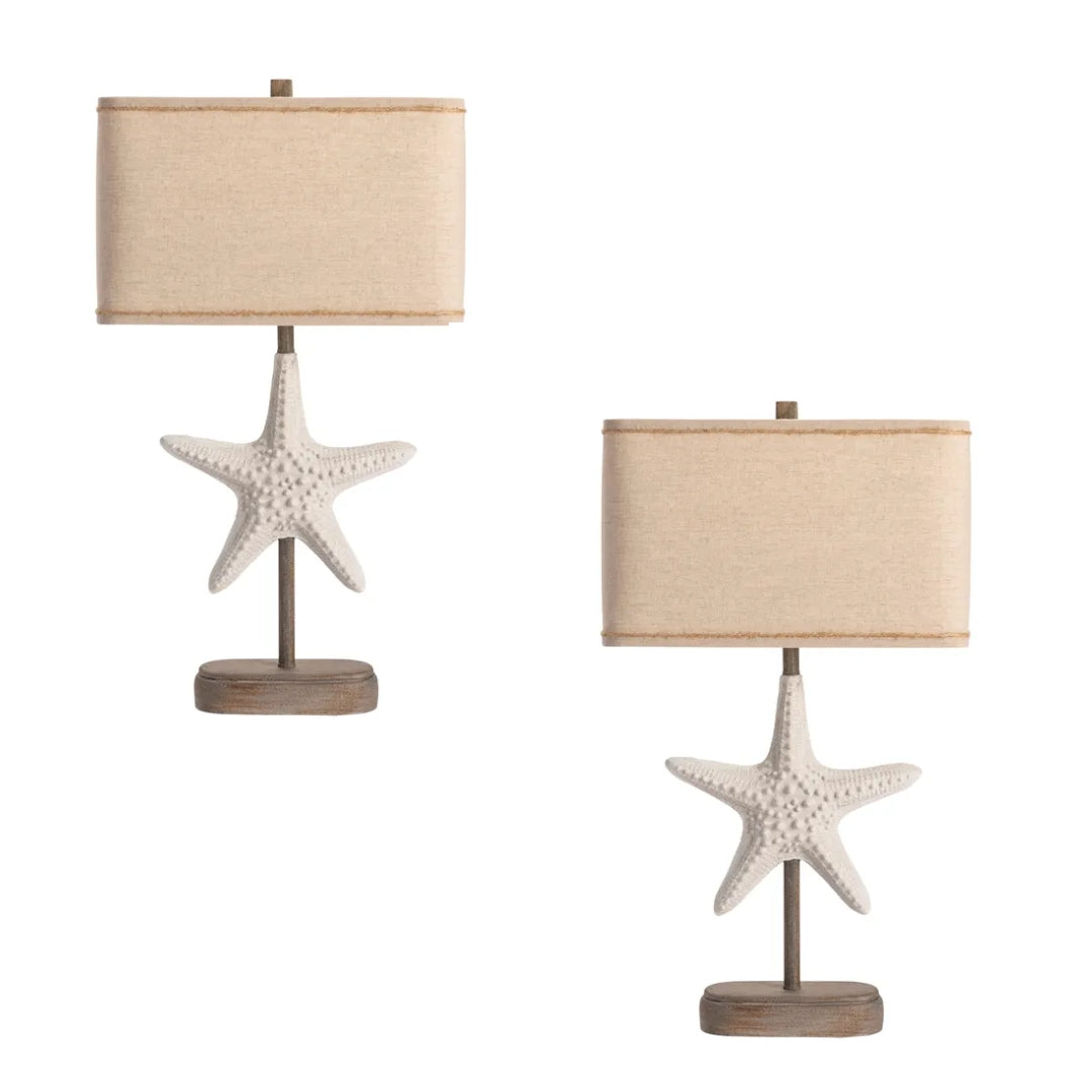 Natural Coastal Starfish Table Lamp - Set of 2