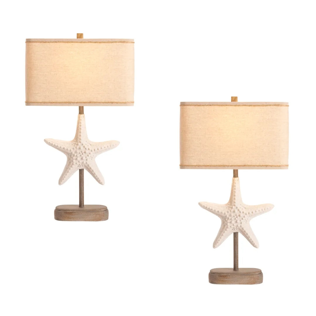 Natural Coastal Starfish Table Lamp - Set of 2