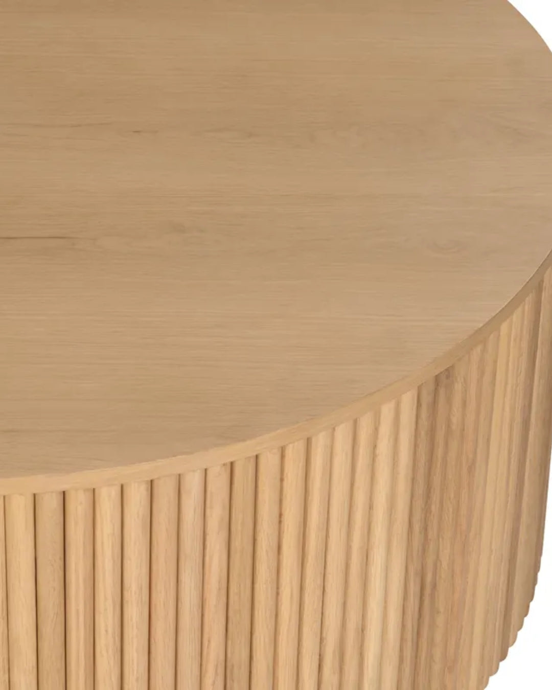 Transitional Fluted Pedestal Wood Coffee Table