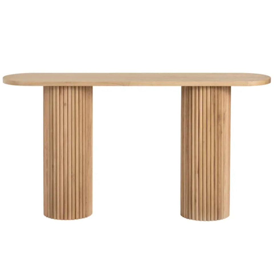 Transitional Fluted Pedestal Wood Console