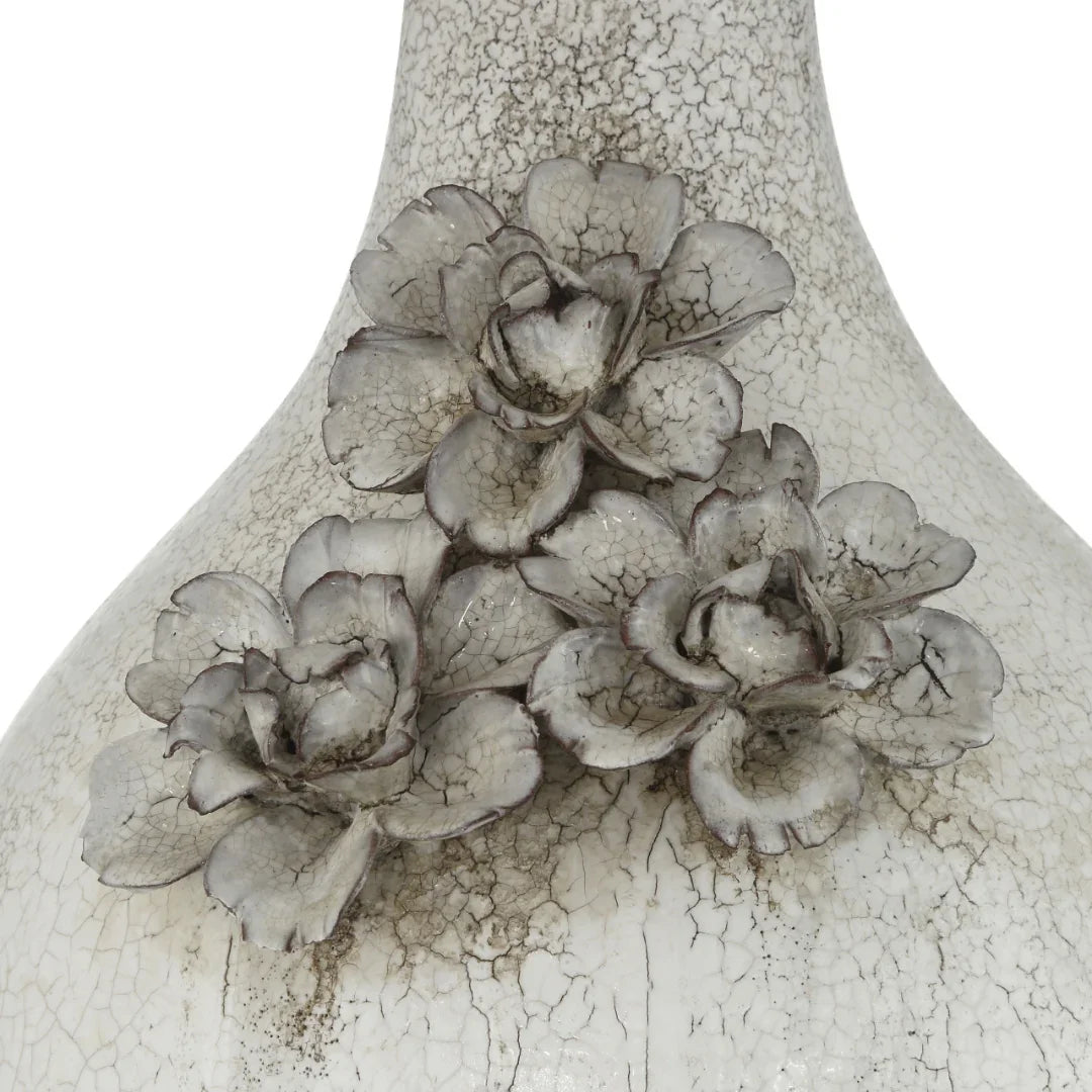 Crackled Floral Ceramic Lamp