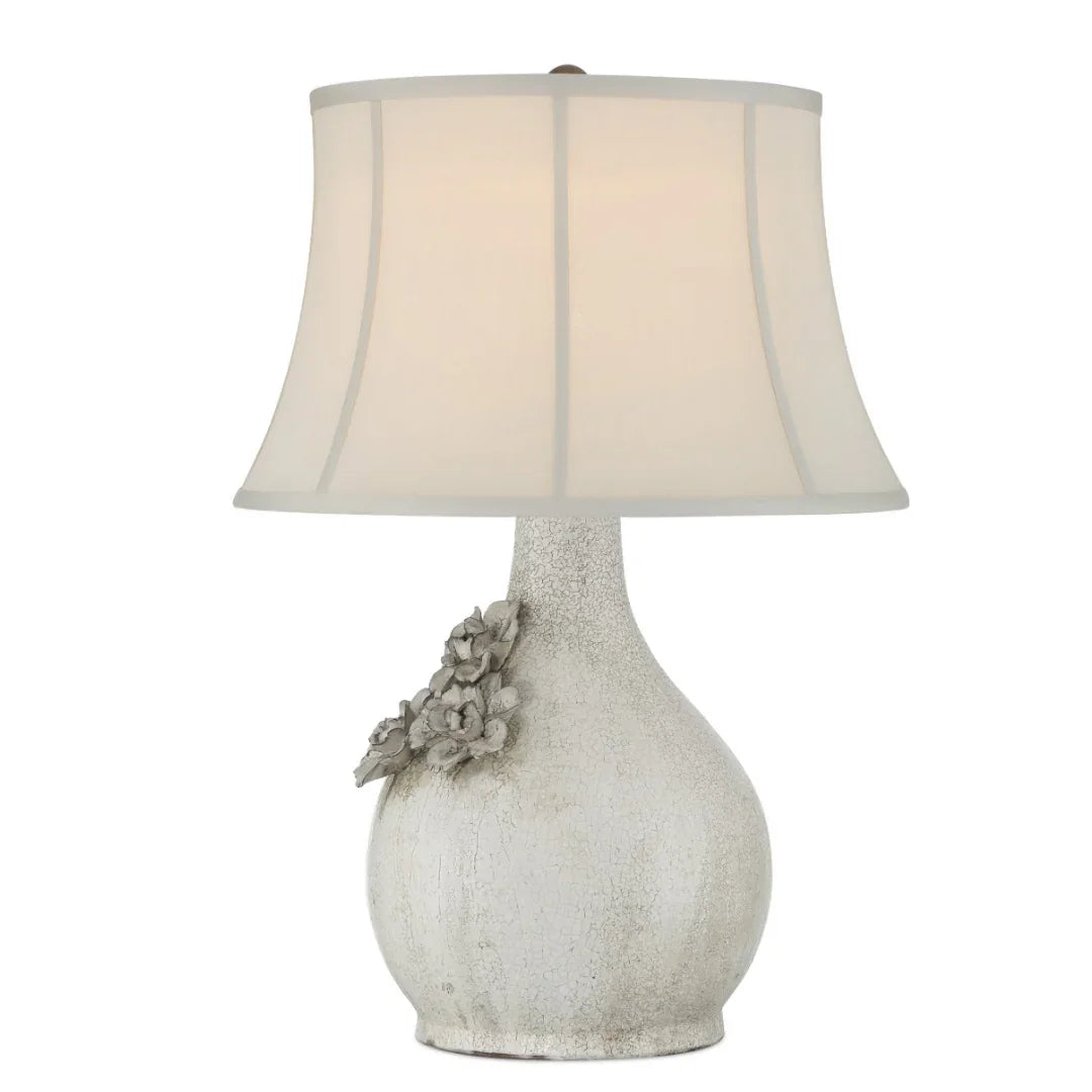 Crackled Floral Ceramic Lamp