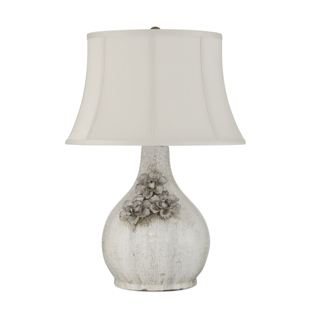 Crackled Floral Ceramic Lamp
