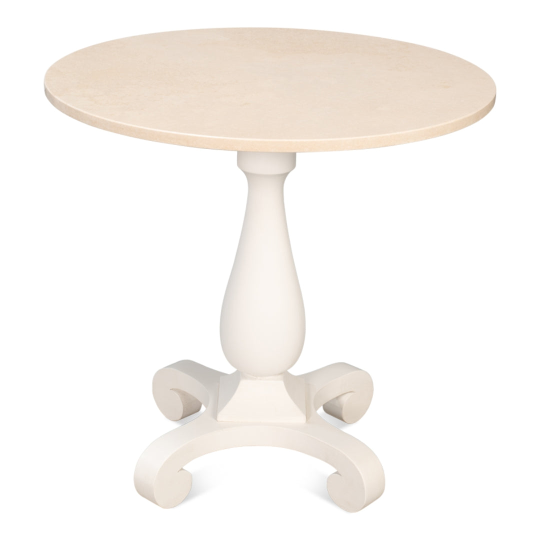 White Travertine Top Bistro Table