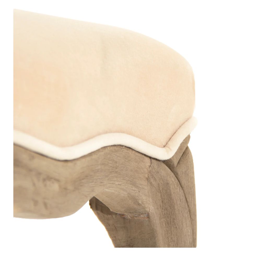 Cream Velvet Louis XV Scalloped French Chair
