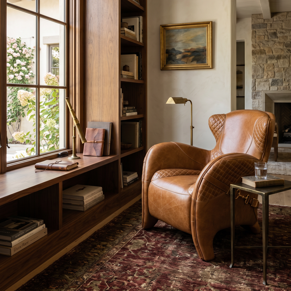 Cuba Brown Leather Accent Chair