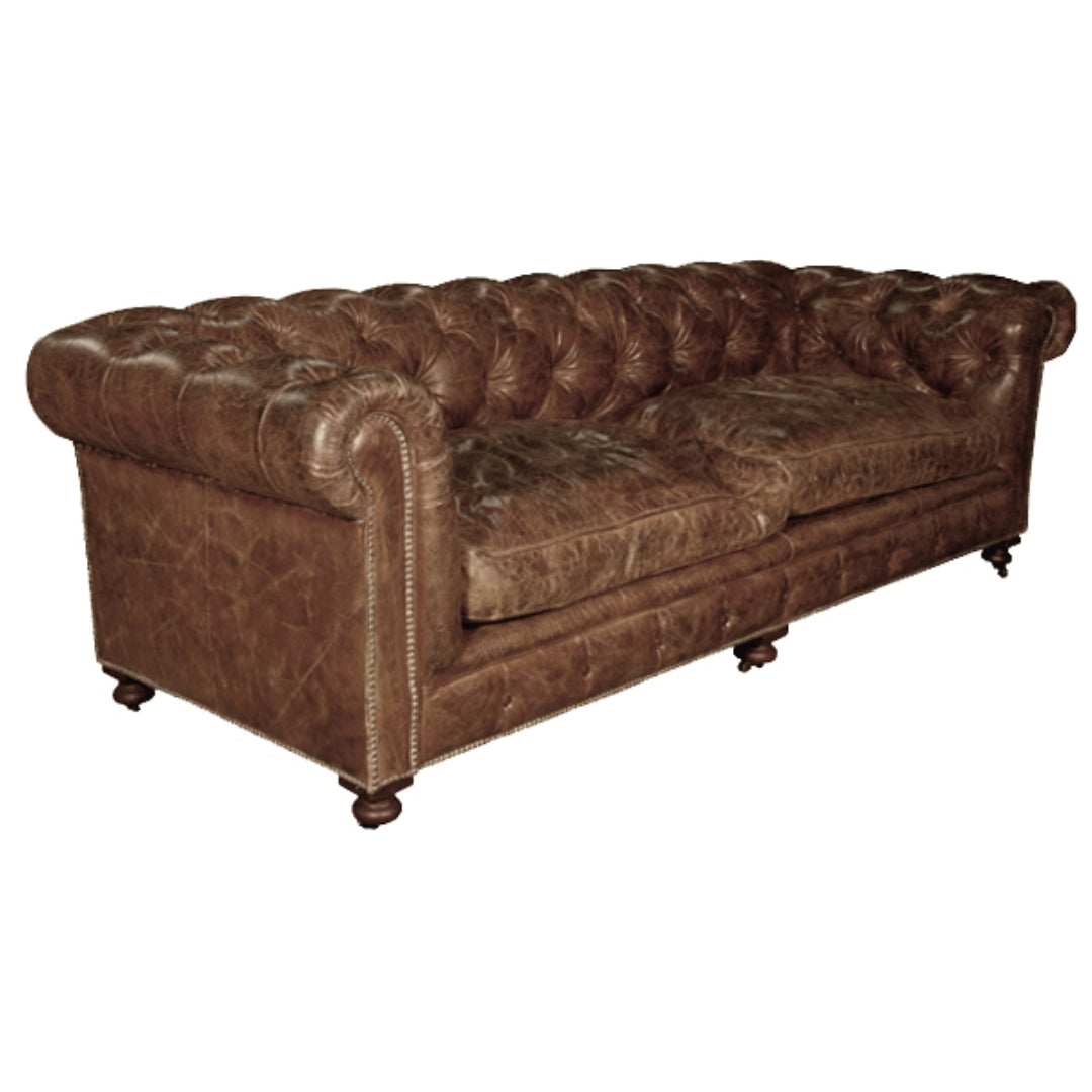 Cigar Cabriole Tufted Leather Sofa