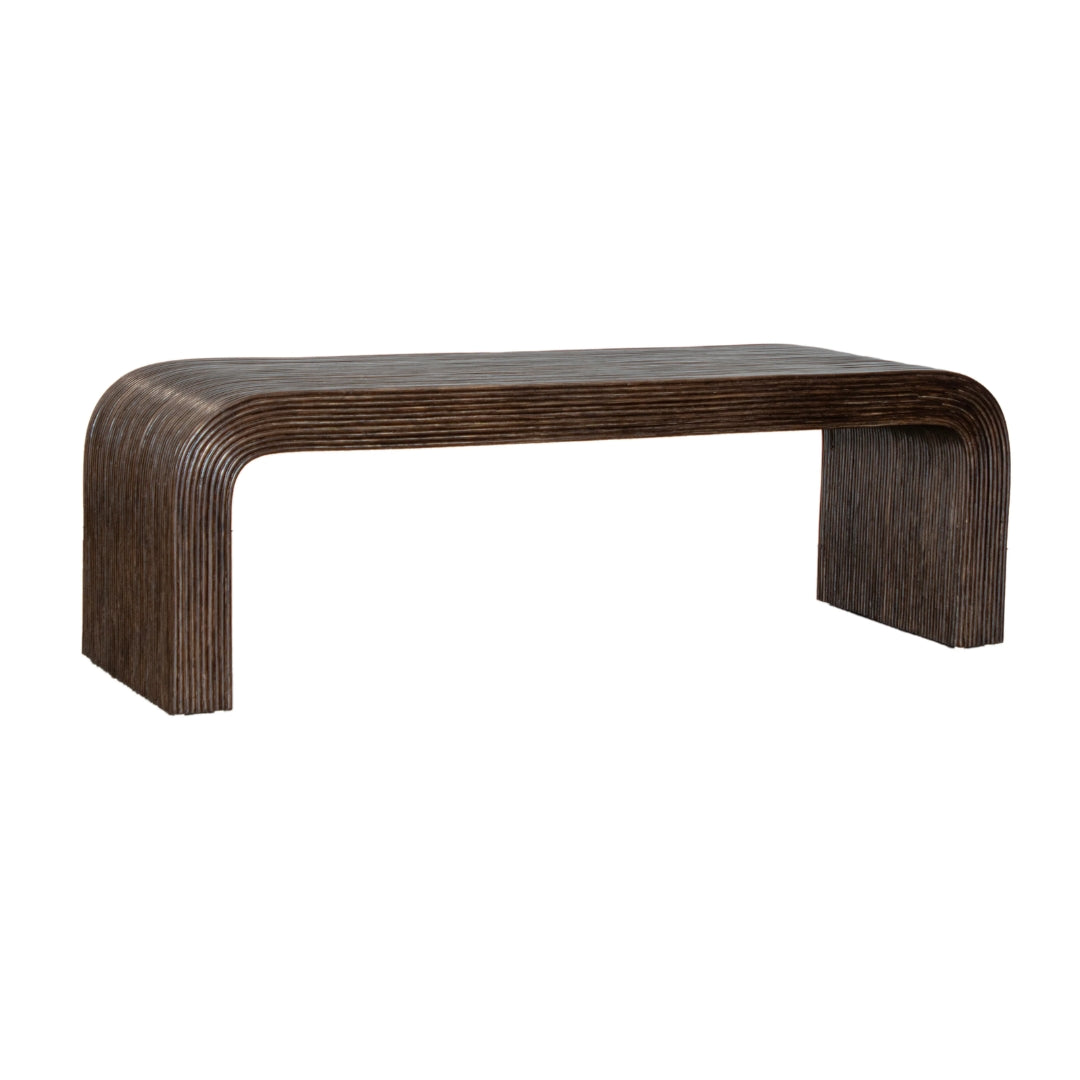 Curved Pencil Rattan Waterfall Bench