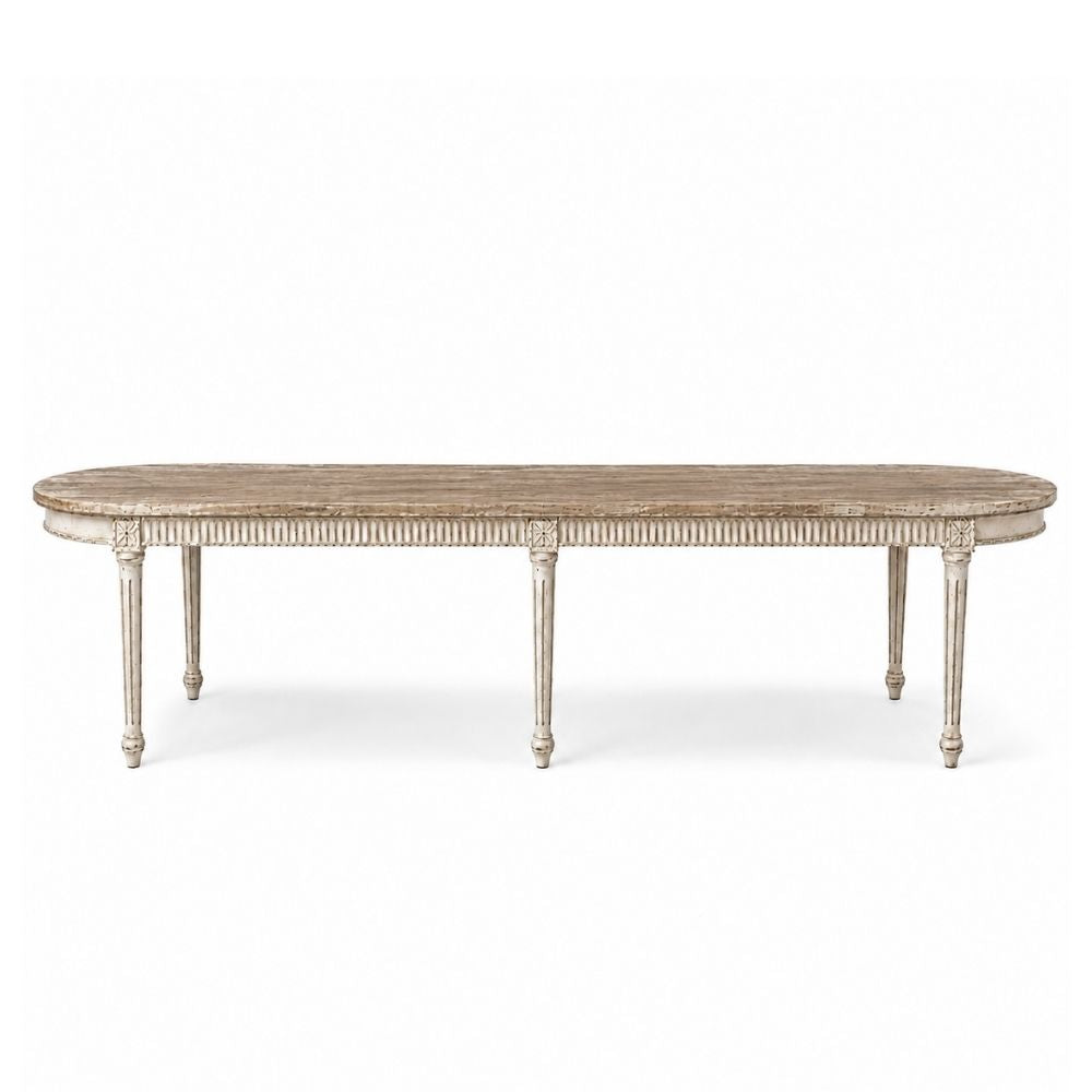 Custom Provencal French Louis Oval Dining Table - 144-Inch Wide