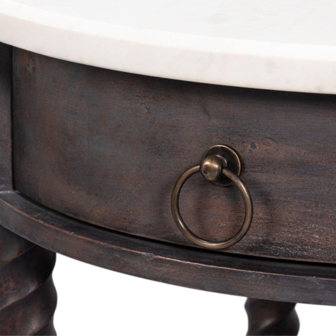 Dark Brown Turned Leg Side Table
