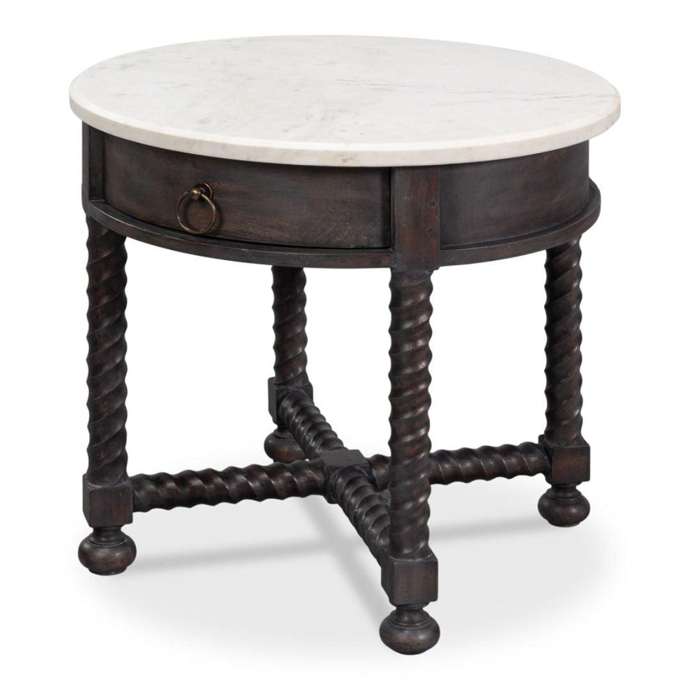 Dark Brown Turned Leg Side Table