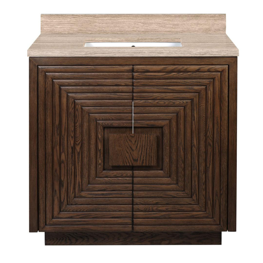 Geometric Deep Brown Vanity with Undermount Sink