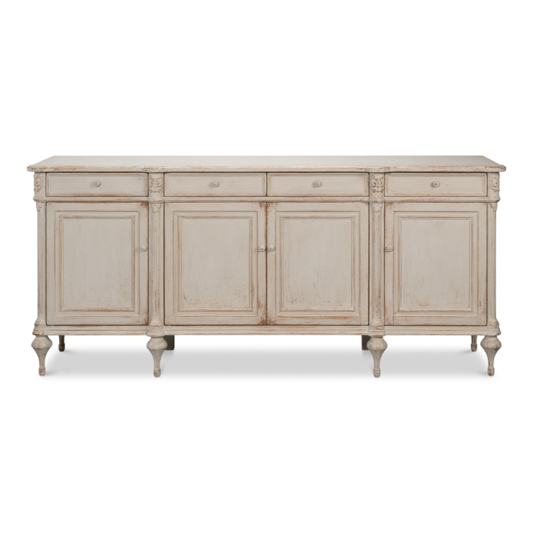Fleur Distressed White Country Sideboard