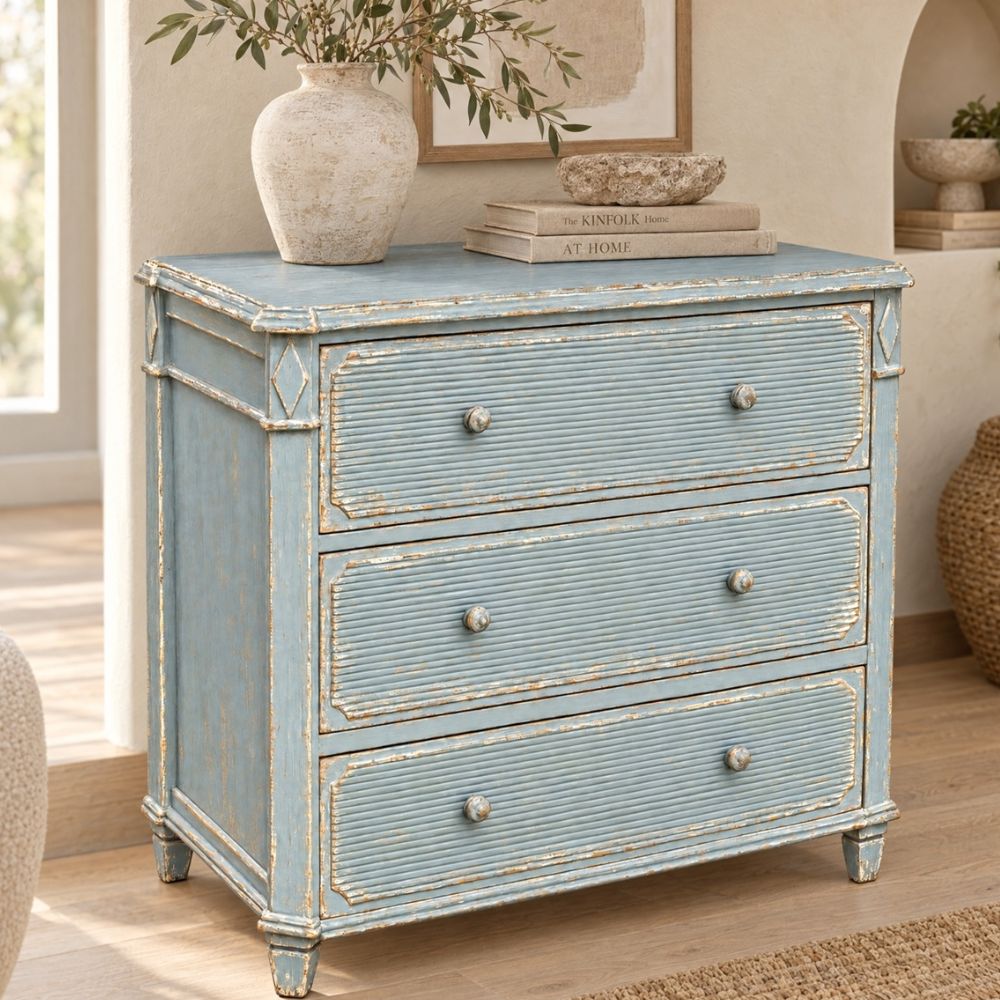Distressed Blue Drawer Chest