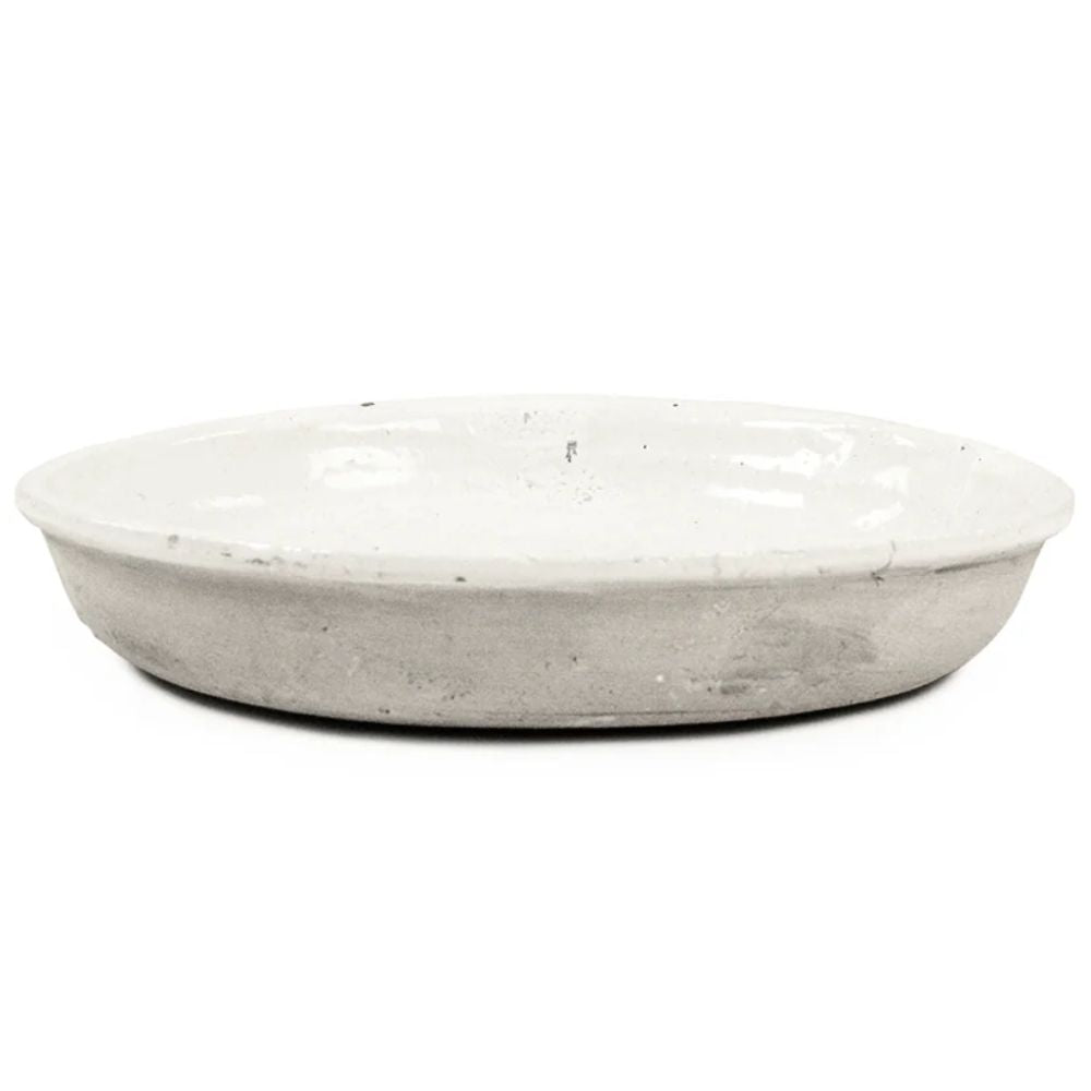 Distressed White Stoneware Plate