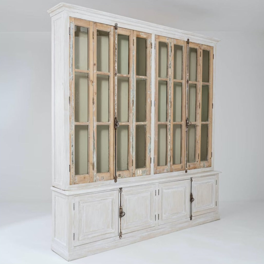 Extra Large White Wood Cathedral Cabinet