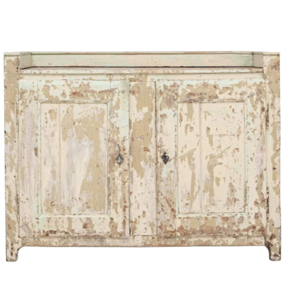 Vintage Shabby Chic Chippy White Buffet, Circa 1880