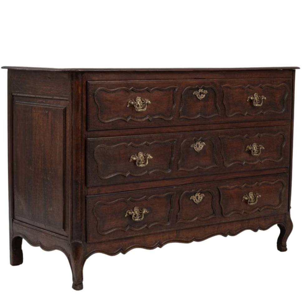 Antique French Walnut Commode with Brass Hardware, Circ 1879