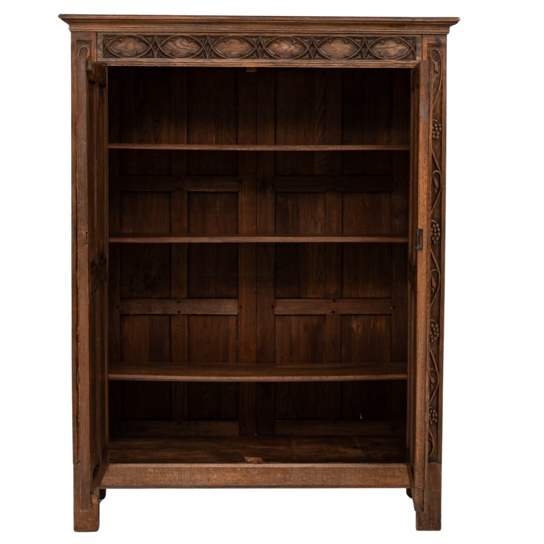 Gothic Heritage Carved Wood Cabinet, Circa 1920