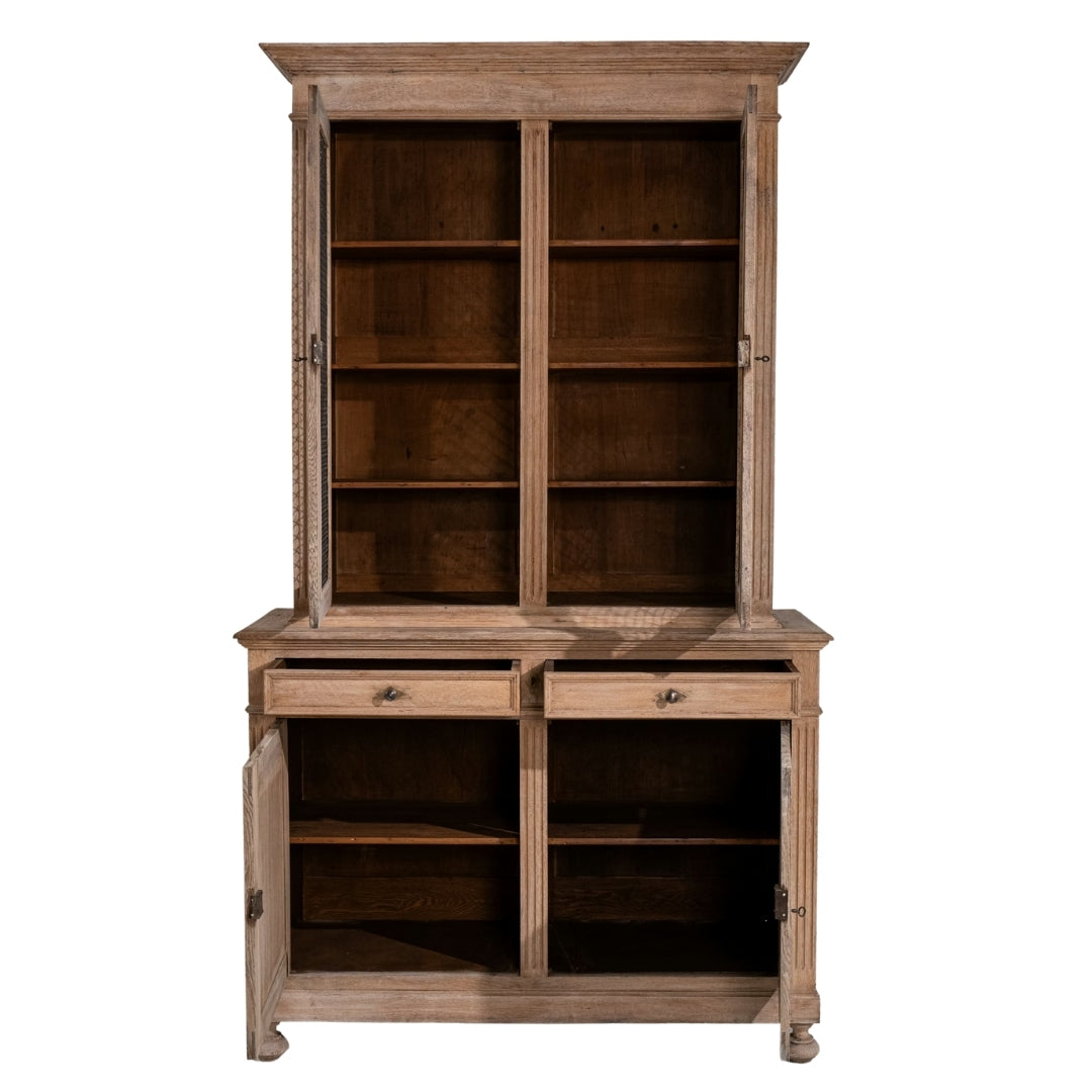 Antique French Oak Vitrine Mesh Screen Doors, Circa 1860