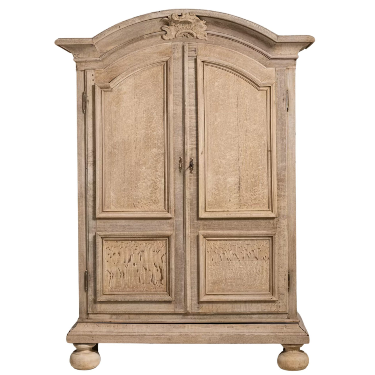 Arch-Top Natural Oak Wood Armoire, Circa 1900