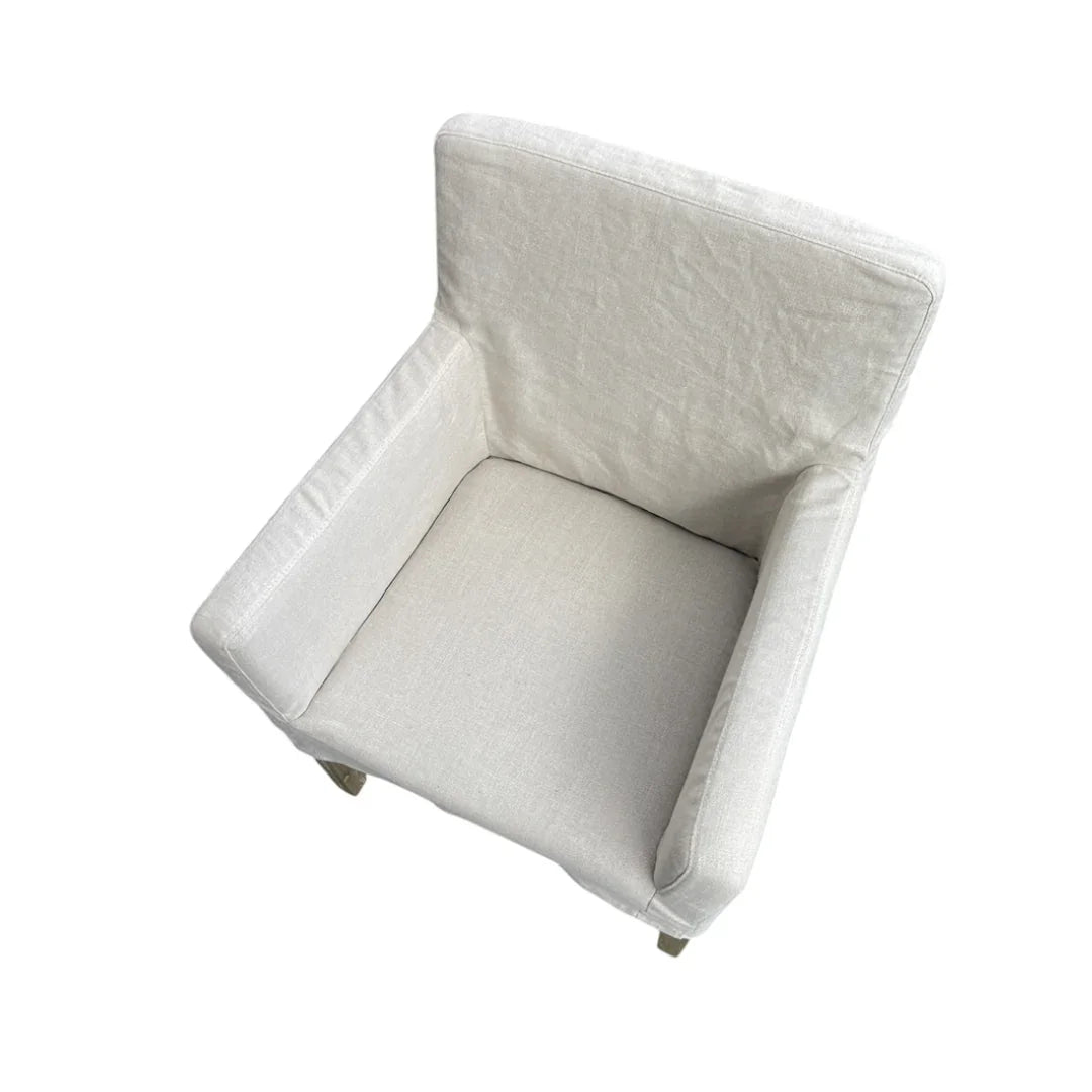 Ecru Linen Slipcovered Dining Armchair