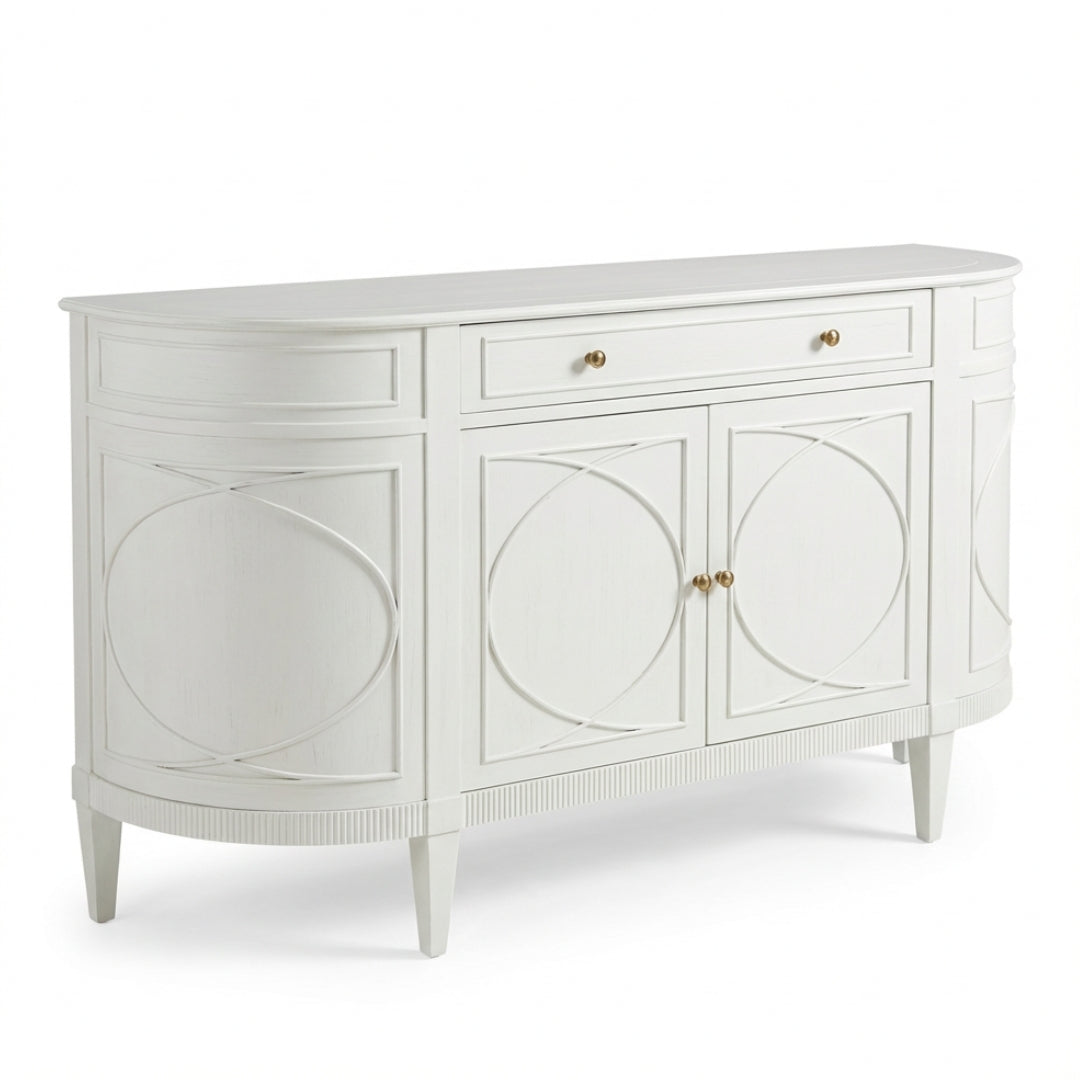 Elegant Curved White Sideboard